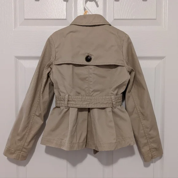 sz:S Joe Fresh Girls Double-Breasted Overcoat/Trench Coat & belt; Small, khaki - Picture 5 of 9